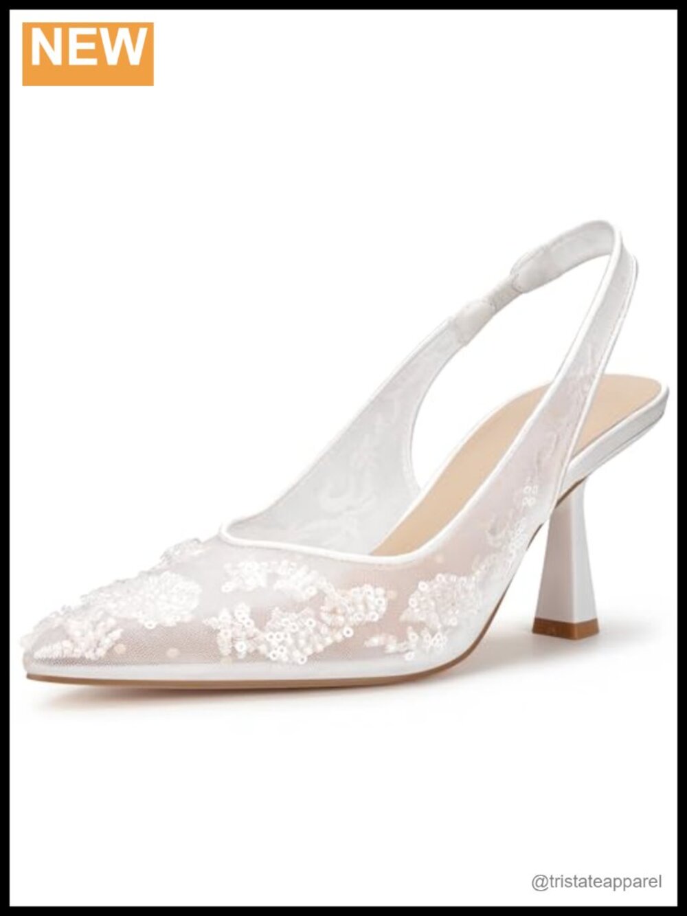Kitten Heel Slingback Pumps Embroidered Rhinestone Bridal Wedding Heels